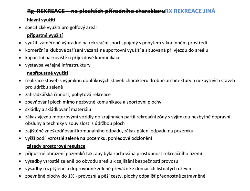 Popis využití ploch RX