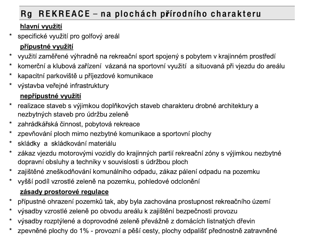 Popis využití ploch RX